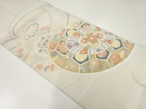 アンティーク 源氏車に花・古典柄模様織出し袋帯(材料)